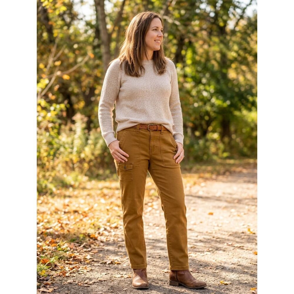 Time and Tru Women's  Brown Cargo Utility Crop Pants Stretch, Size 6 EUC